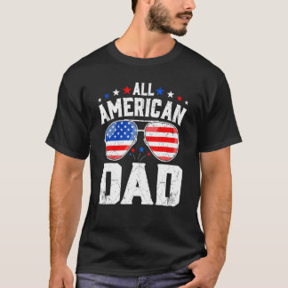 Camiseta Retro All American Pai Vintage USA Flag Retro Fami