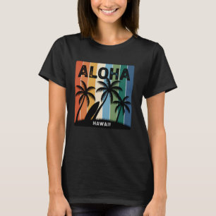 Camiseta Retro Aloha Havaí Praia de Palma Havaiana Prancha