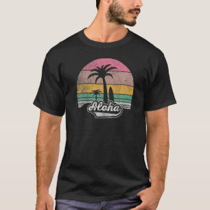 Camiseta Retro Aloha Hawaii Ilha Hawaii Surf Palm Beach