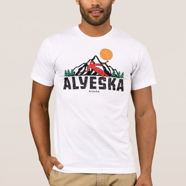 Camiseta Retro Alyeska Ski Sunset (Frente)