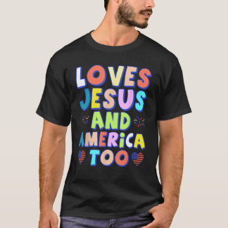 Camiseta Retro ama Jesus e América a Deus, cristão 4t