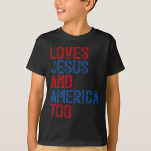 Camiseta Retro ama Jesus e América a Deus, cristão 4t