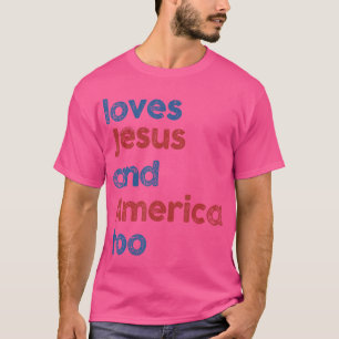 Camiseta Retro Ama Jesus E América Em 4 De Julho.