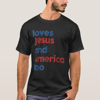 Camiseta Retro ama Jesus e América em 4 de julho