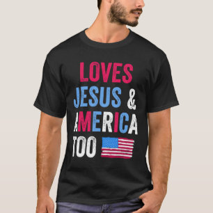 Camiseta Retro Ama Jesus E América Em 4 De Julho Chri