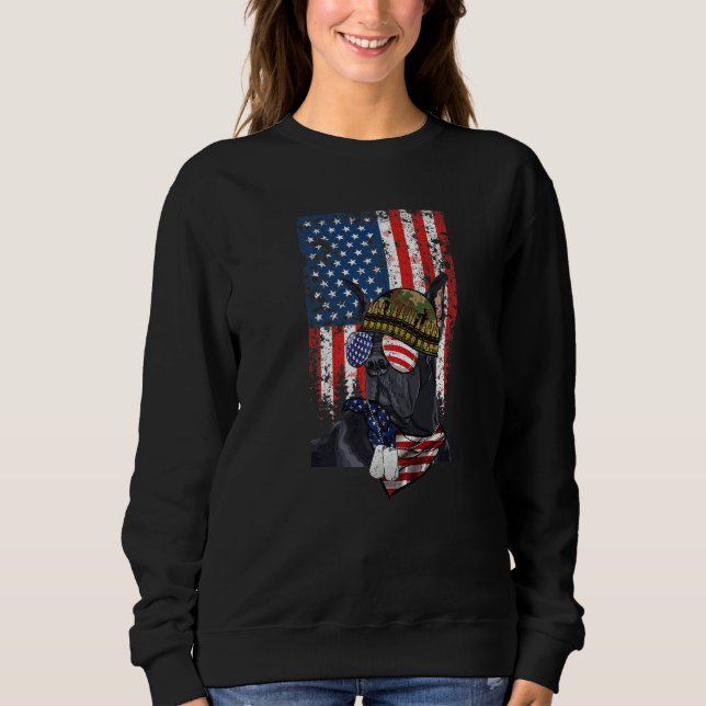 Camiseta Retro American Flag 4th of July Great Dane Veteran (Frente)