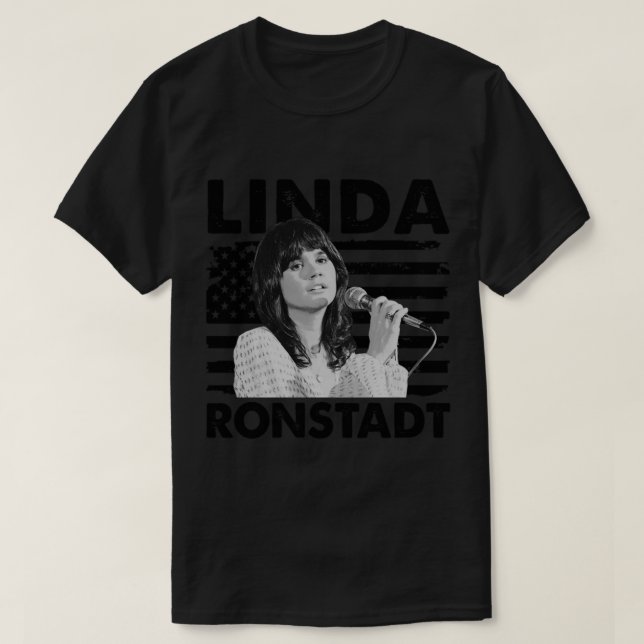 Camiseta Retro American Flag Linda Ronstadt Music Gift Esse (Frente do Design)