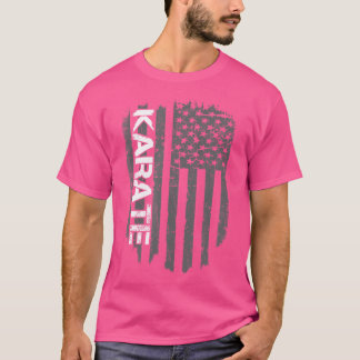 Camiseta Retrô Americano Flag Japonês Karate