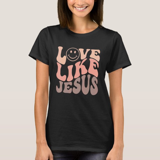Camiseta Retro Amor Como Jesus Feliz Encara A Trendência Es (Frente)