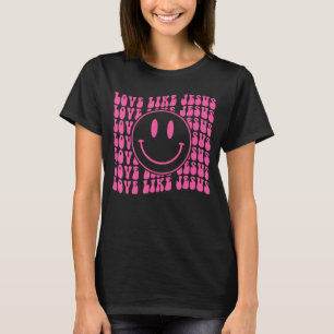 Camiseta Retro Amor Como Jesus Feliz Face Estético