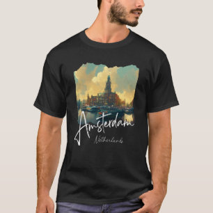 Camiseta Retro Amsterdam Painting Holanda Amste