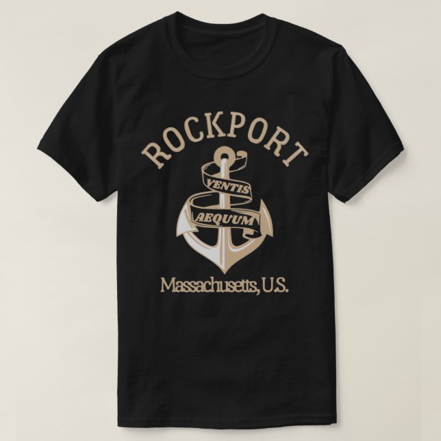 Camiseta Retro Anchor Rockport Massachusetts Texto Vi Tan (Frente do Design)