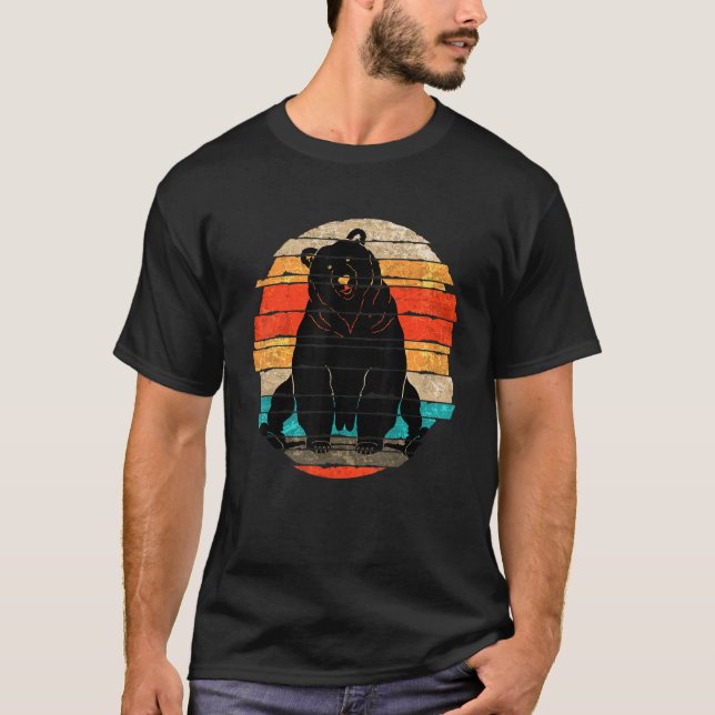 Camiseta Retrô Animal Natural Da Floresta Grizzly Bear (Frente)