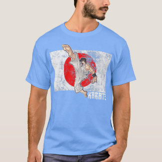 Camiseta Retro Anime Japão Flag Karate Fighter Maetobi Geri