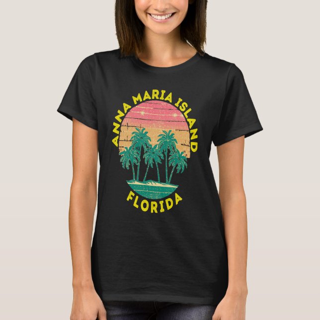 Camiseta Retro Anna Maria Island Vacation Souvenir Palm Tre (Frente)