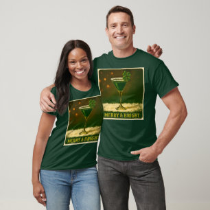Camiseta Retro anos 50 Martini de Natal Irlandês Clover de
