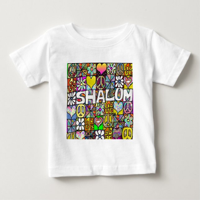 Camiseta Retro anos 60 Psicodélico Shalom AMOR (Frente)