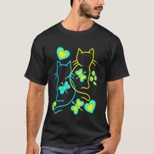 Camiseta Retro Anos 80 Verão Gatos Coração Flores Gato Gati