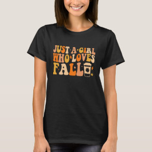 Camiseta Retro Apenas Uma Garota Que Ama Outono Tempero de