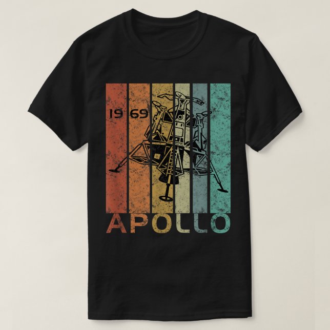Camiseta Retro Apollo 11 50º Aniversário Aterro da Lua 1969 (Frente do Design)