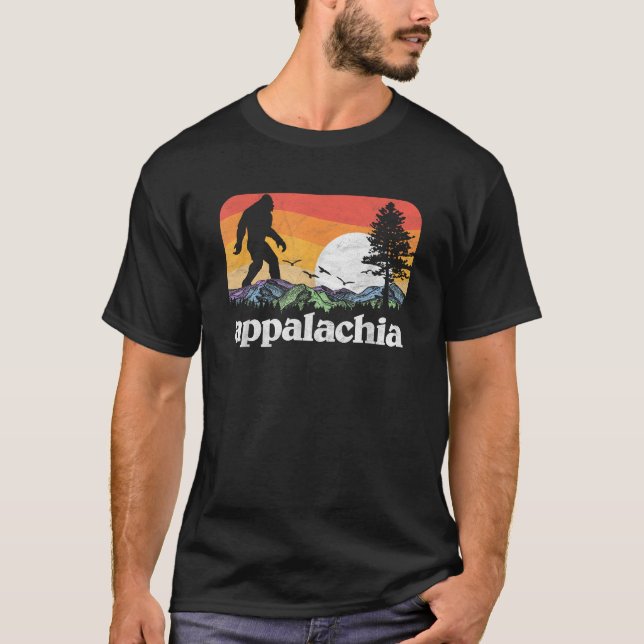 Camiseta Retro Appalachia Pé-Grande Árvores Natureza (Frente)