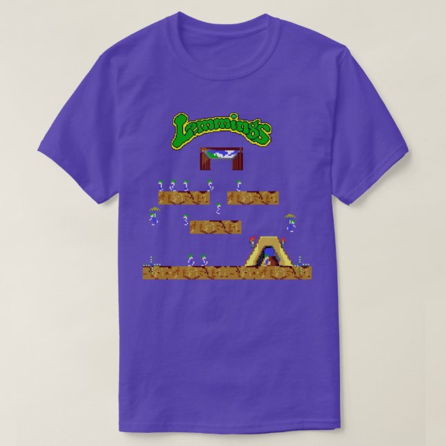 CAMISETA RETRO ARCADE LEMMINGS PIXEL ART ILUSTRAÇÃO (Frente do Design)