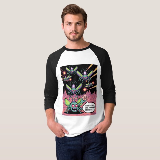 Camiseta Retro Arcade Manti Aliens Pixel Art - Funny Defend (Frente Completa)
