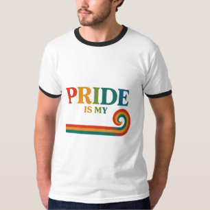 Camiseta Retro Arco-Íris Orgulho em Movimento 