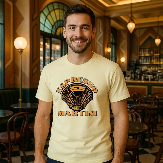Camiseta Retro Art Deco Espresso Martini Modelo (Criador carregado)