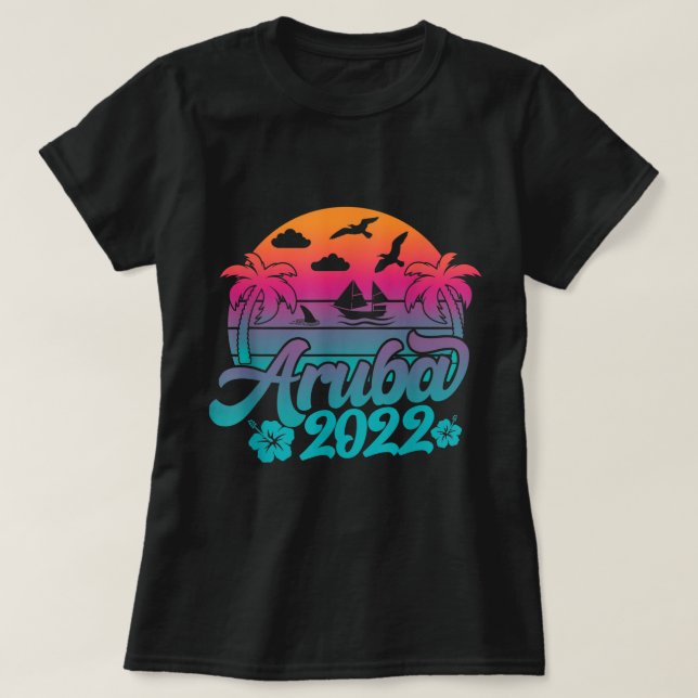 Camiseta Retro Aruba Beach 2022 Férias da família Aruba Aru (Frente do Design)
