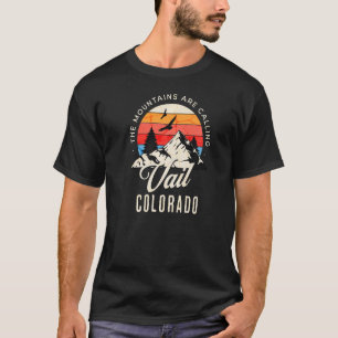 Camiseta Retro As Montanhas Estão Chamando Vail Colorado Pá