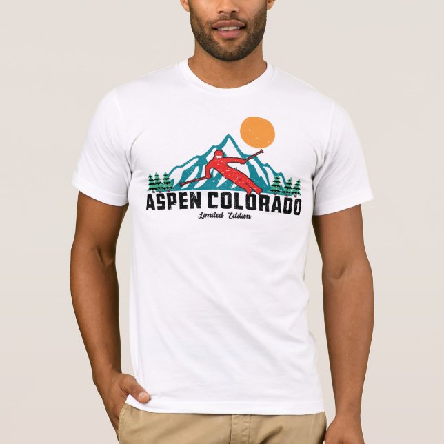 Camiseta Retro Aspen Mountain, Colorado Ski (Frente)