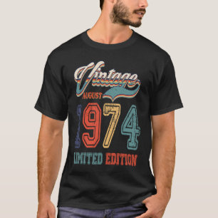 Camiseta Retro August 1974 Vintage 47 Anos