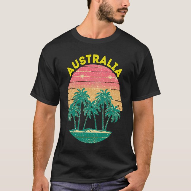 Camiseta Retro Australia Vacation Souvenir Palm Tree (Frente)