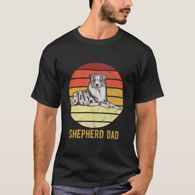 Camiseta Retro australiano Pastor Pai Cachorro Pai  (Frente)