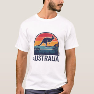 Camiseta Retro australiano Sunset Animal pulando canguru