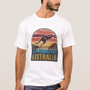 Camiseta Retro australiano Sunset Animal pulando canguru