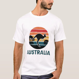 Camiseta Retro australiano Sunset Animal pulando canguru