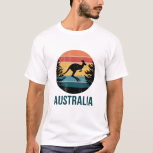 Camiseta Retro australiano Sunset Animal pulando canguru