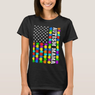Camiseta Retro Autism Mama American Flag Love Autism Awaren