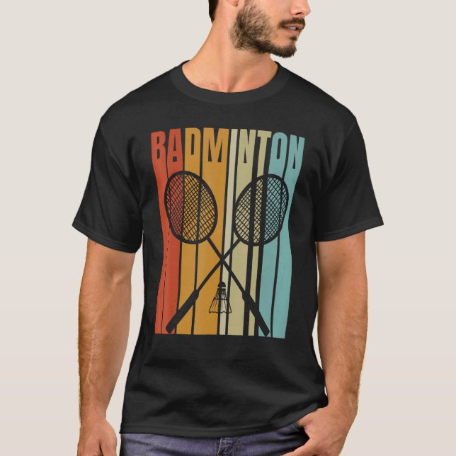 Camiseta Retro Badminton E Shuttlecock (Frente)