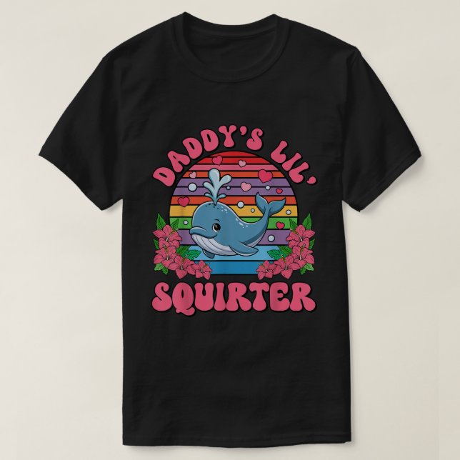 Camiseta Retro Baleia Daddy's Lil' Squirter (Frente do Design)