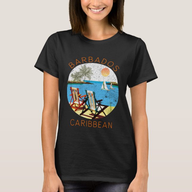 Camiseta Retro Barbados Souvenir  Vintage Beach Vacation (Frente)