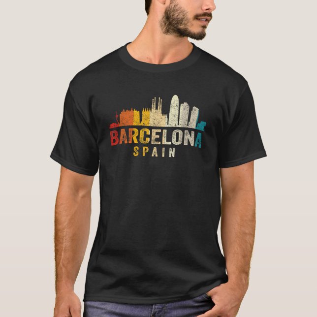 Camiseta Retro Barcelona Skyline Espanha de Souvenir (Frente)