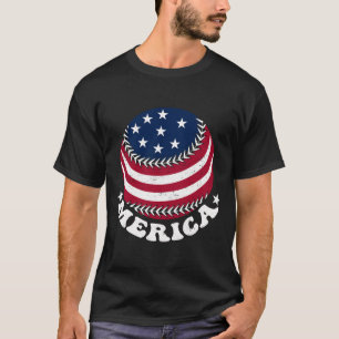 Camiseta Retro Baseball US Flag 4° de julho Vintage America