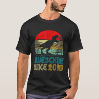 Camiseta Retro Bday Boy Incrível Desde 2010 Dinossaur Birth