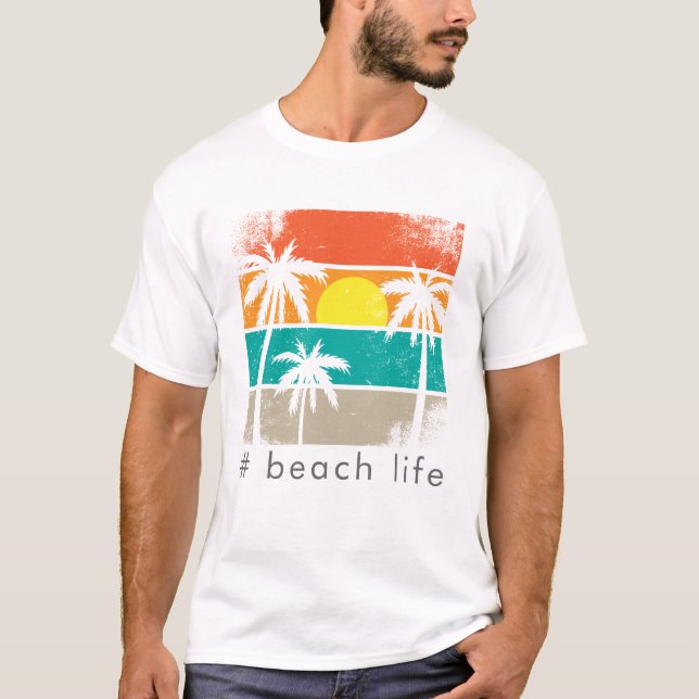Camiseta Retro Beach Life, White Silhouette (Frente)