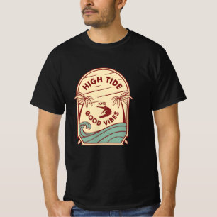 Camiseta Retro Beach Vibes - Palm Trees & Waves Graphic