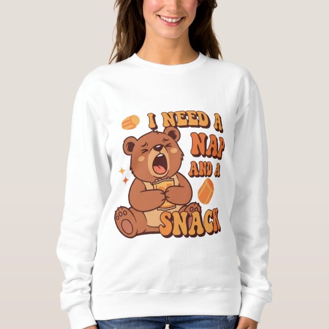 Camiseta Retro Bear Nap and Snack Women’s Sweatshirt (Frente)