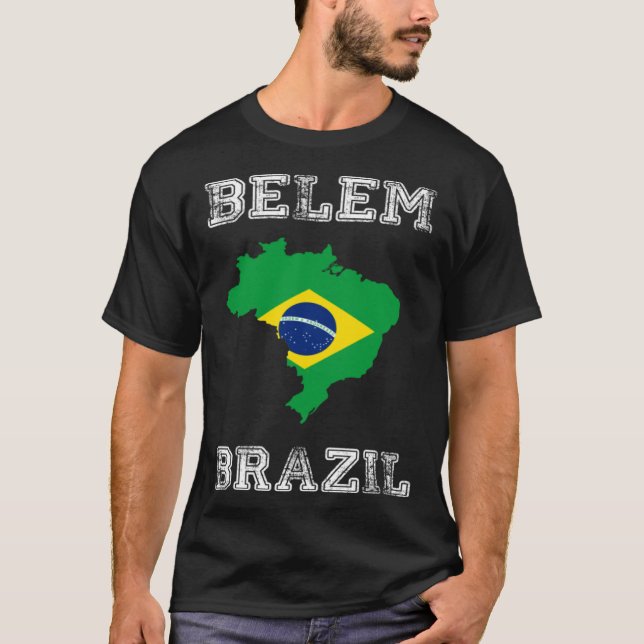 Camiseta Retro Belem Brazil Distressed Brazil Flag (Frente)